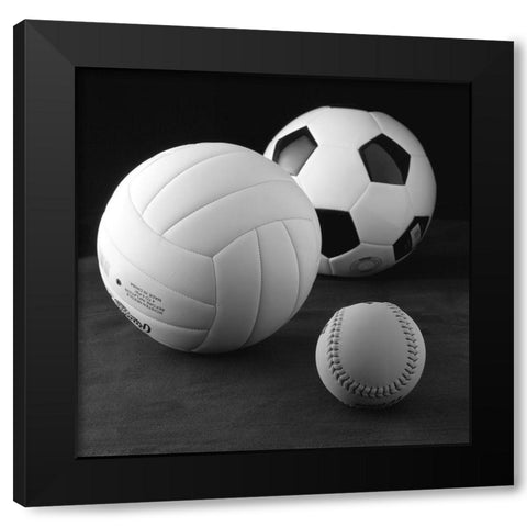 Girls 2  Balls Black Modern Wood Framed Art Print with Double Matting by Reynolds, Richard