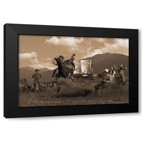 Bucking the Biscuits Black Modern Wood Framed Art Print with Double Matting by Dawson, Robert