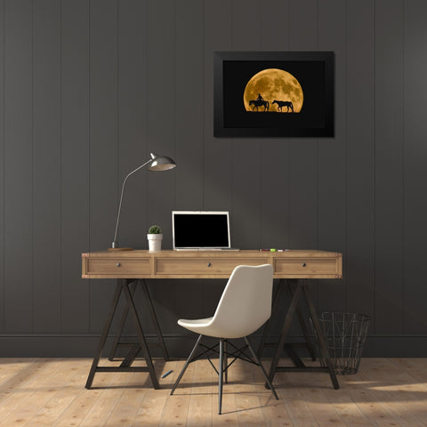 Full Moon Ride Black Modern Wood Framed Art Print by Dawson, Robert