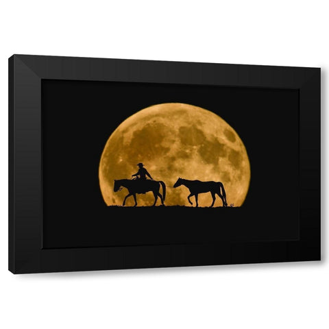 Full Moon Ride Black Modern Wood Framed Art Print by Dawson, Robert
