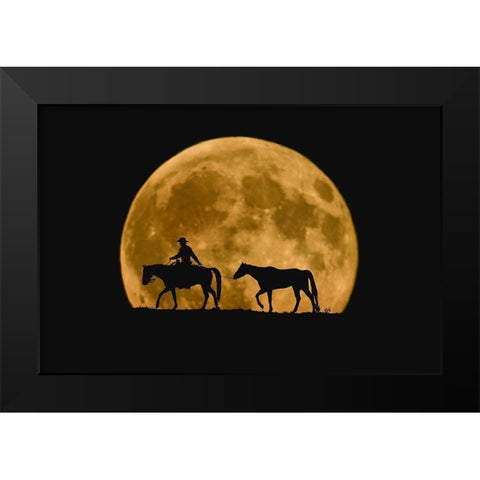 Full Moon Ride Black Modern Wood Framed Art Print by Dawson, Robert
