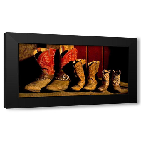Family of Boots Black Modern Wood Framed Art Print by Dawson, Robert