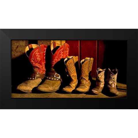 Family of Boots Black Modern Wood Framed Art Print by Dawson, Robert