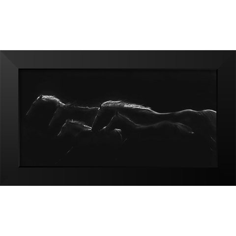 Moonlight Runners Black Modern Wood Framed Art Print by Dawson, Robert