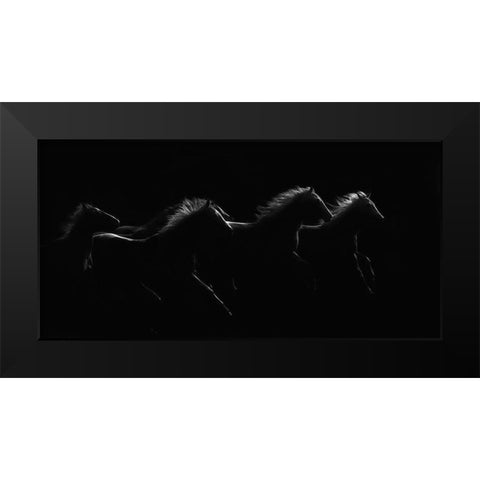 Moonlight Dancers Black Modern Wood Framed Art Print by Dawson, Robert