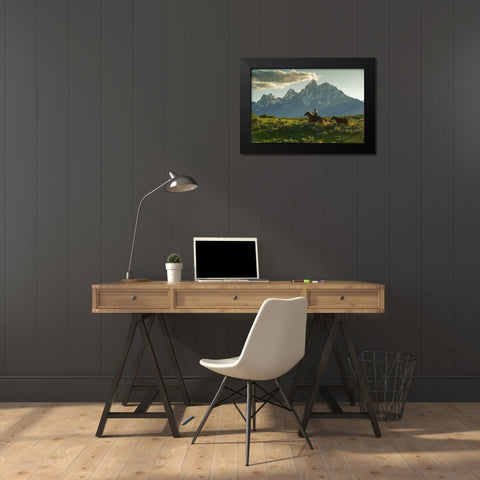 Along the Teton Trail Black Modern Wood Framed Art Print by Dawson, Robert