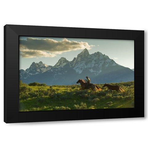 Along the Teton Trail Black Modern Wood Framed Art Print by Dawson, Robert