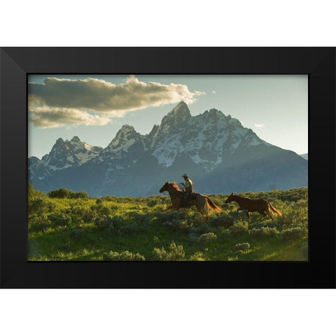 Along the Teton Trail Black Modern Wood Framed Art Print by Dawson, Robert