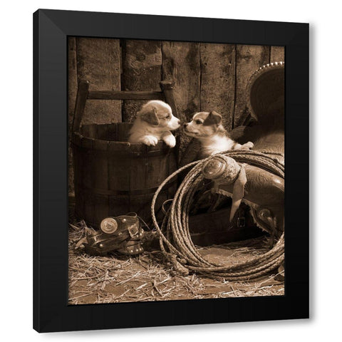 How Bout A Kiss Black Modern Wood Framed Art Print with Double Matting by Dawson, Robert