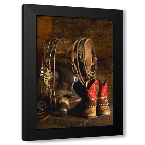In the Barn Black Modern Wood Framed Art Print with Double Matting by Dawson, Robert