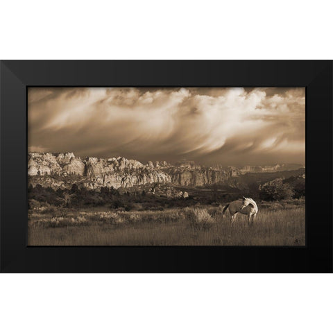 On the Utah Plains Black Modern Wood Framed Art Print by Dawson, Robert