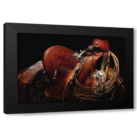 Old Macs Gear Black Modern Wood Framed Art Print with Double Matting by Dawson, Robert