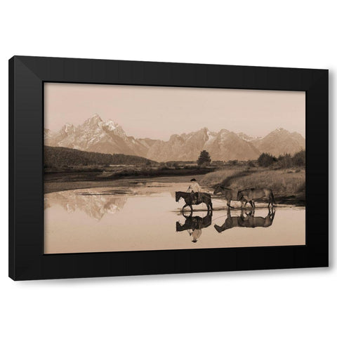 River Crossing II Black Modern Wood Framed Art Print with Double Matting by Dawson, Robert