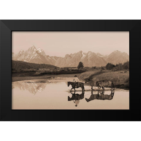 River Crossing II Black Modern Wood Framed Art Print by Dawson, Robert