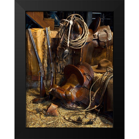 Ranchers Tack Room Black Modern Wood Framed Art Print by Dawson, Robert