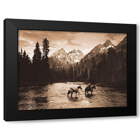 Teton Crossing Black Modern Wood Framed Art Print by Dawson, Robert