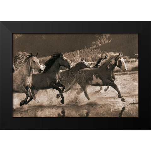 The Big Race Black Modern Wood Framed Art Print by Dawson, Robert