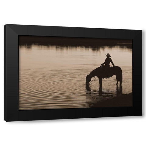 Texas Sunset ~ Sepia Black Modern Wood Framed Art Print with Double Matting by Dawson, Robert