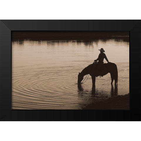Texas Sunset ~ Sepia Black Modern Wood Framed Art Print by Dawson, Robert