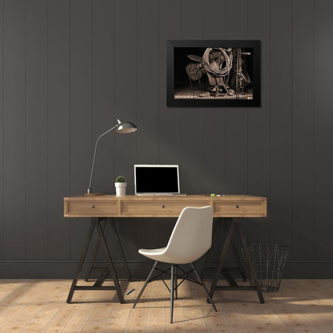 Waiting for A Ride Black Modern Wood Framed Art Print by Dawson, Robert