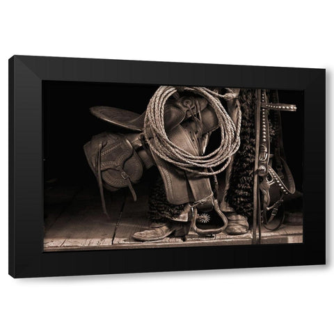 Waiting for A Ride Black Modern Wood Framed Art Print by Dawson, Robert