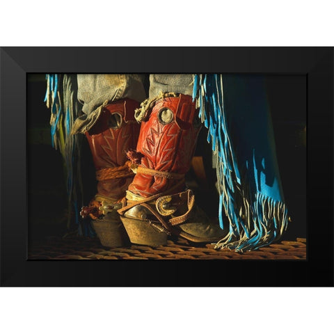 Work Boots Black Modern Wood Framed Art Print by Dawson, Robert