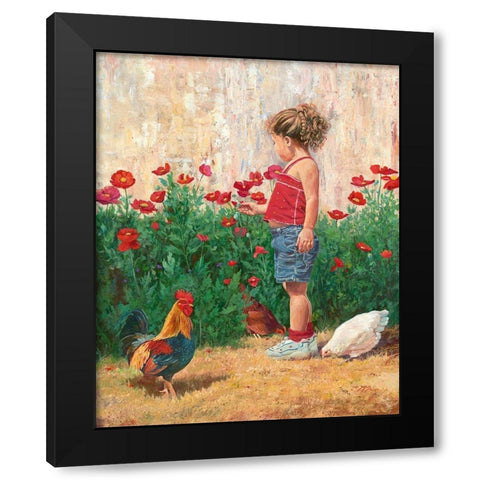 Country Girl Black Modern Wood Framed Art Print by Dudley, June