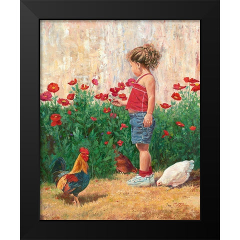 Country Girl Black Modern Wood Framed Art Print by Dudley, June