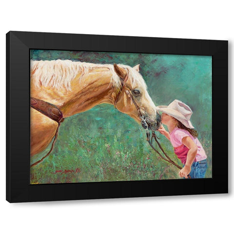 The First Kiss Black Modern Wood Framed Art Print with Double Matting by Dudley, June