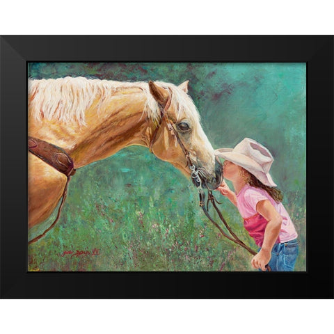 The First Kiss Black Modern Wood Framed Art Print by Dudley, June