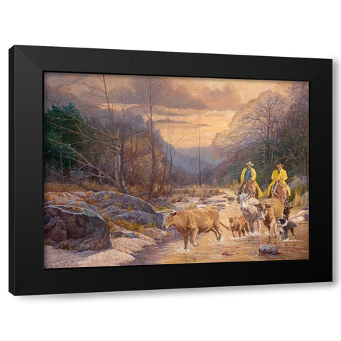Early Morning Ride Black Modern Wood Framed Art Print with Double Matting by Dudley, June
