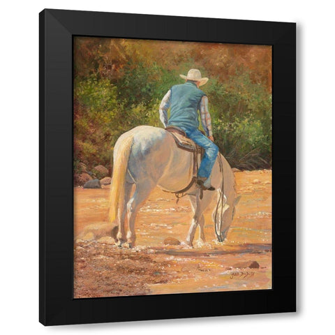 A Cool Drink Black Modern Wood Framed Art Print by Dudley, June