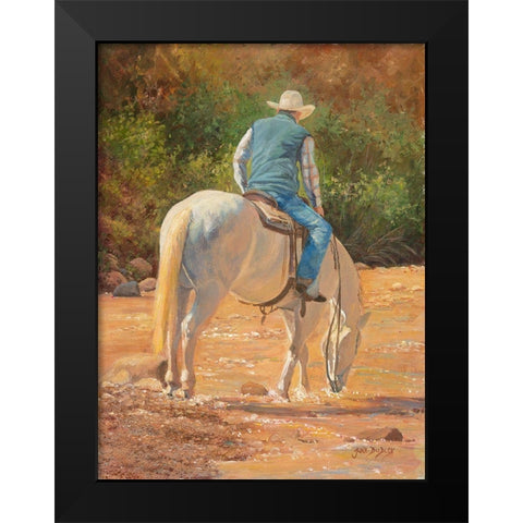 A Cool Drink Black Modern Wood Framed Art Print by Dudley, June