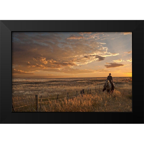 Sunset on the Prairie Black Modern Wood Framed Art Print by Dawson, Robert