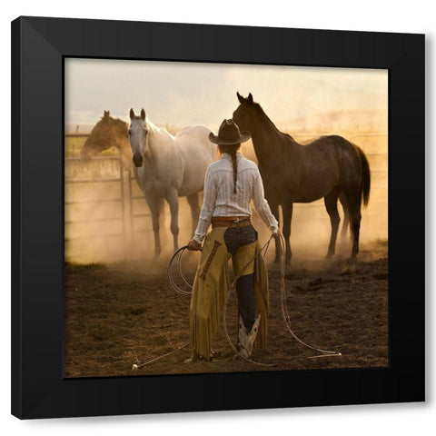 Whos the Boss Black Modern Wood Framed Art Print by Dawson, Robert