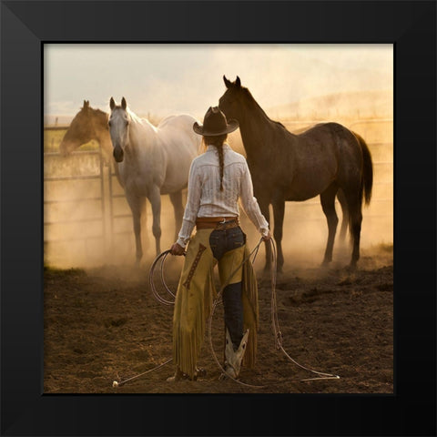 Whos the Boss Black Modern Wood Framed Art Print by Dawson, Robert