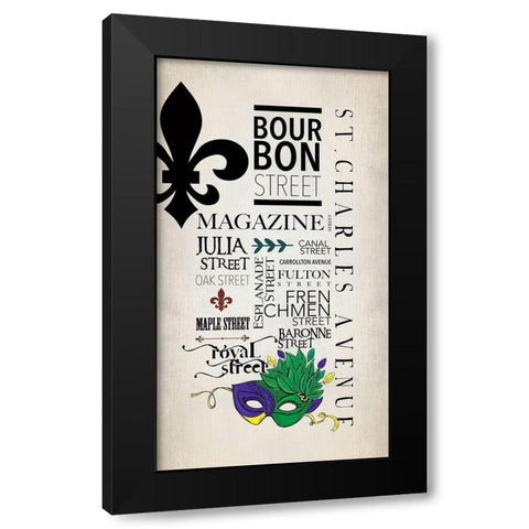 New Orleans Streets Sign Black Modern Wood Framed Art Print by Somerset