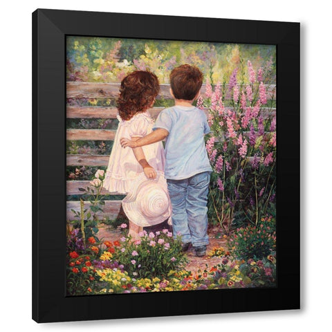 Flowers For The Lady Black Modern Wood Framed Art Print by Dudley, June