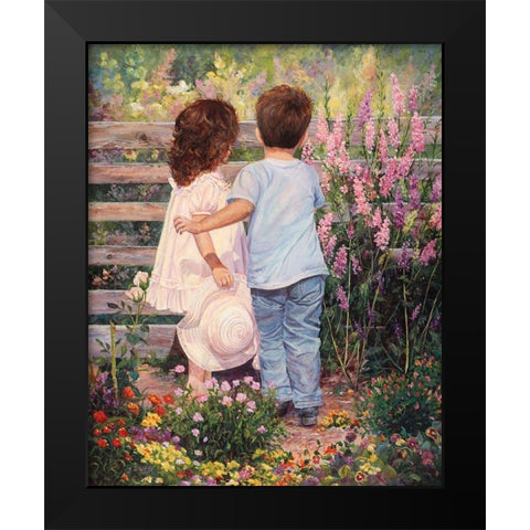 Flowers For The Lady Black Modern Wood Framed Art Print by Dudley, June