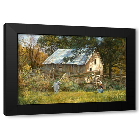 Morning Chat Black Modern Wood Framed Art Print by Dudley, June