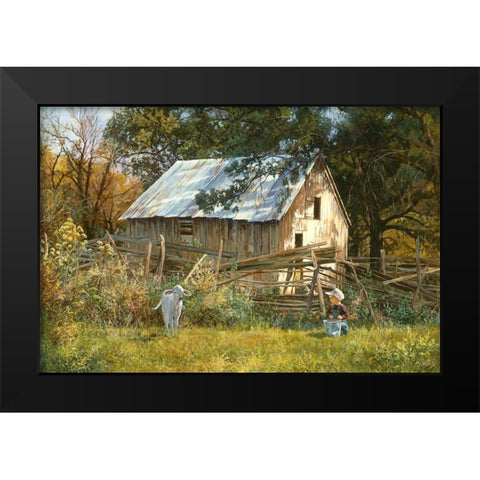 Morning Chat Black Modern Wood Framed Art Print by Dudley, June