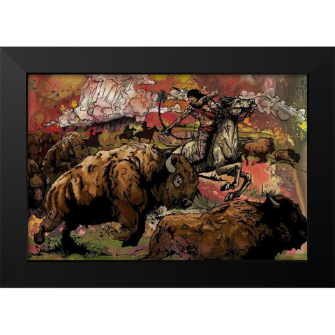 Hollow Bones Black Modern Wood Framed Art Print by Kuehl, Cody