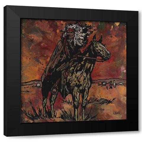 Sioux Rider Black Modern Wood Framed Art Print by Kuehl, Cody
