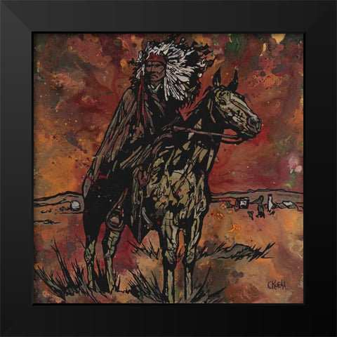 Sioux Rider Black Modern Wood Framed Art Print by Kuehl, Cody