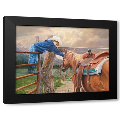 Give Me A Chance Black Modern Wood Framed Art Print by Dudley, June