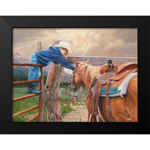 Give Me A Chance Black Modern Wood Framed Art Print by Dudley, June