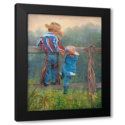 Cowboy Up Black Modern Wood Framed Art Print with Double Matting by Dudley, June
