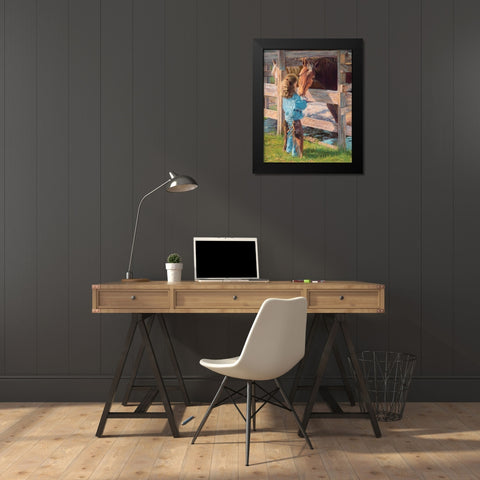 Morning Chores Black Modern Wood Framed Art Print by Dudley, June