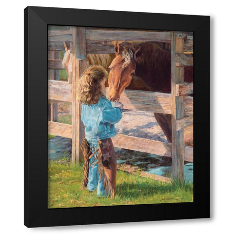 Morning Chores Black Modern Wood Framed Art Print with Double Matting by Dudley, June