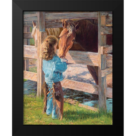 Morning Chores Black Modern Wood Framed Art Print by Dudley, June